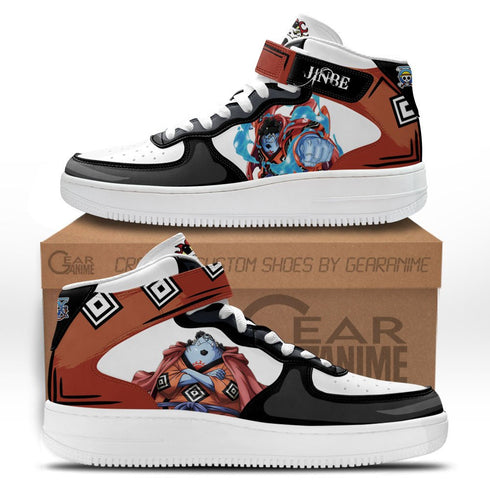 Jinbe Sneakers Air Mid Custom Op Anime Schuhe